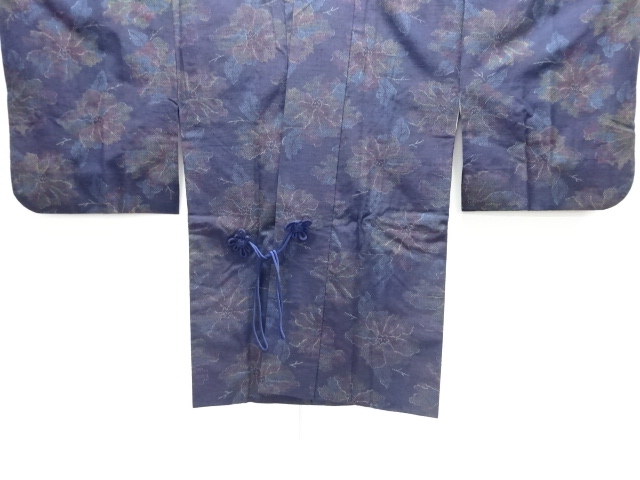 JAPANESE KIMONO / DOCHUGI / SILK / TSUMUGI / WOVEN FLOWERS